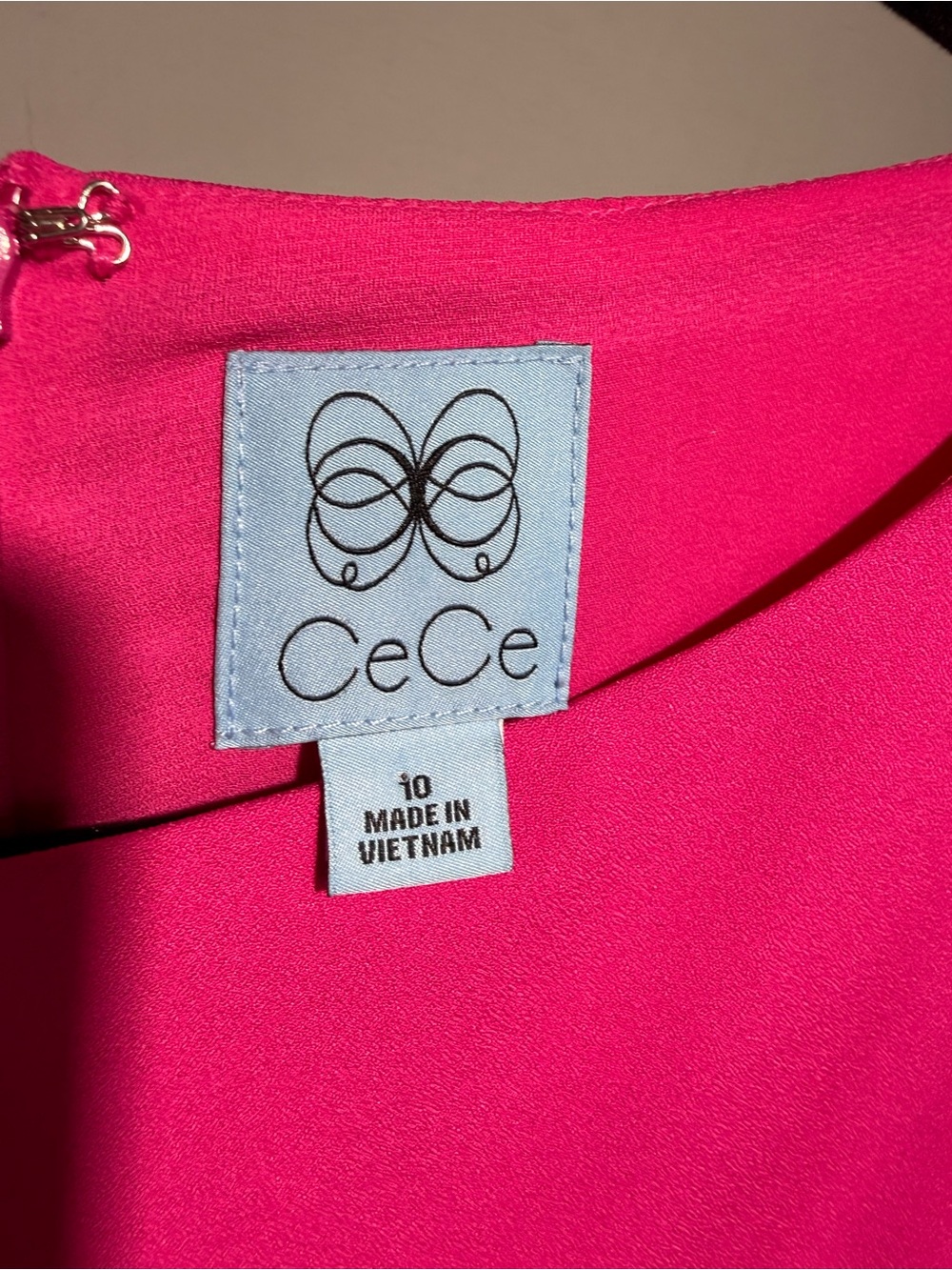 CeCe Bright Pink Shift Dress with Sleeve Tie Accents - Picture 5 of 6